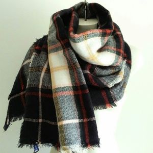 Apt 9 Square Blanket Scarf Wrap Blue Plaid